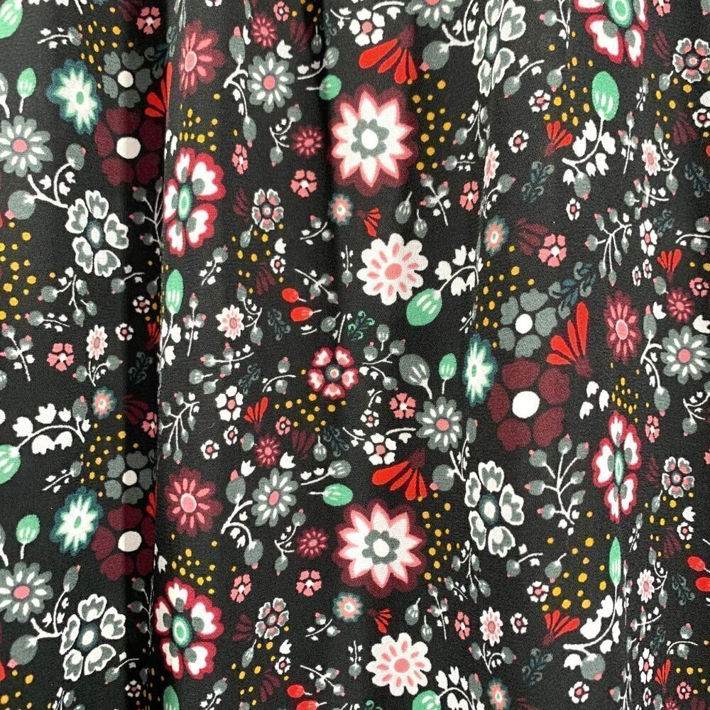 Loft Floral Long Sleeve Blouse Black/Red/White/Green Size Medium - Picture 3 of 4
